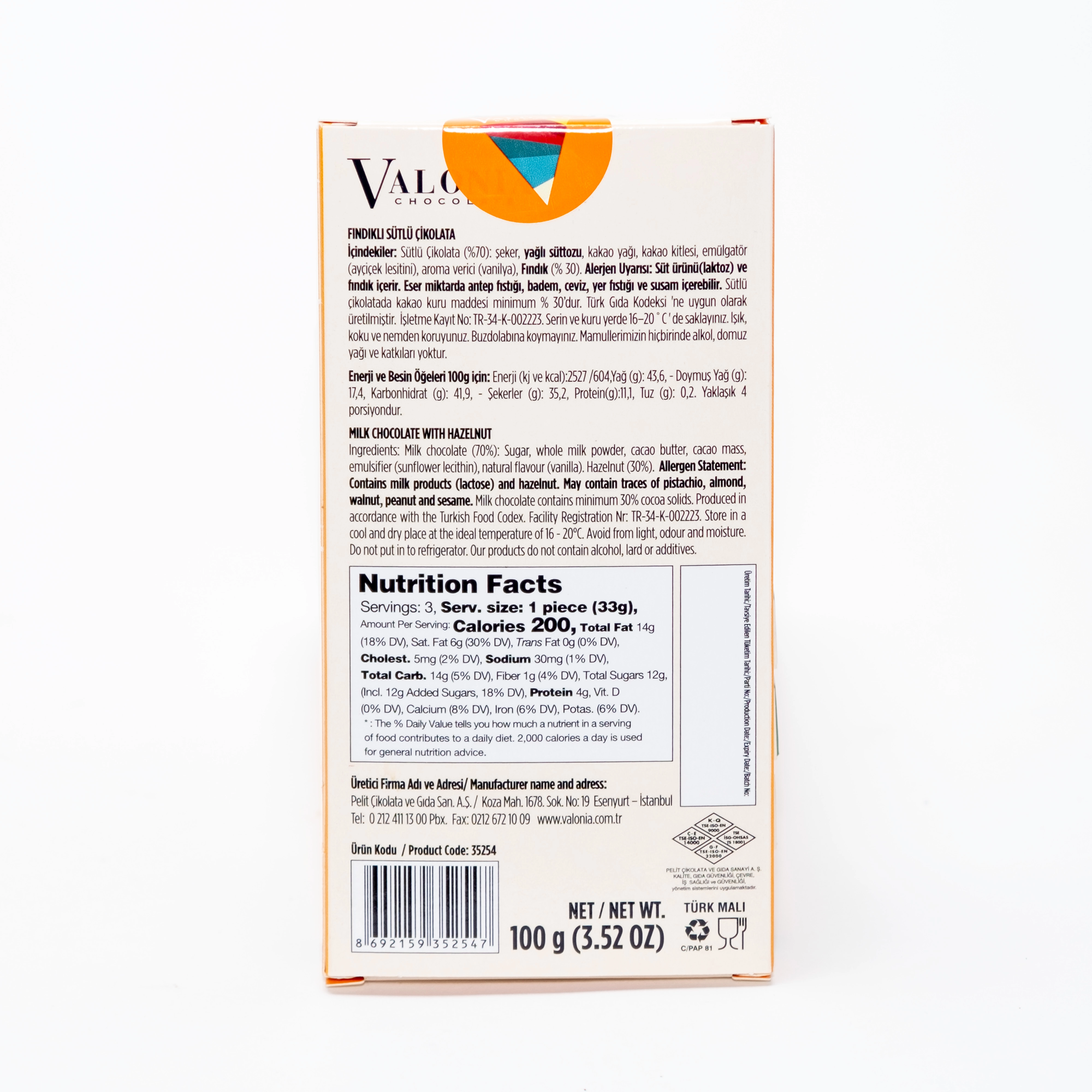 4U Sütlü Fındıklı Çikolata  100Gr.