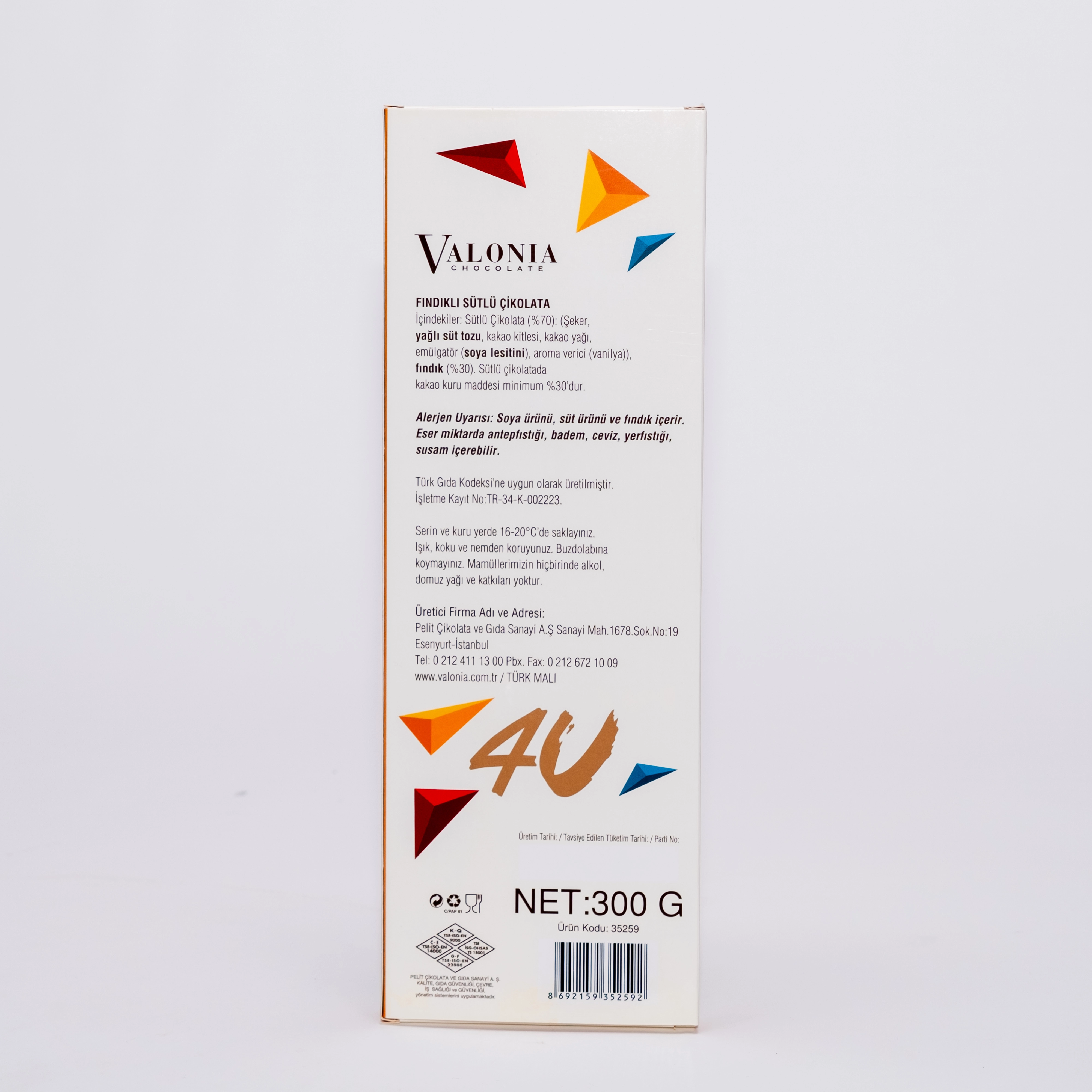 4U Sütlü Fındıklı Çikolata  300Gr.