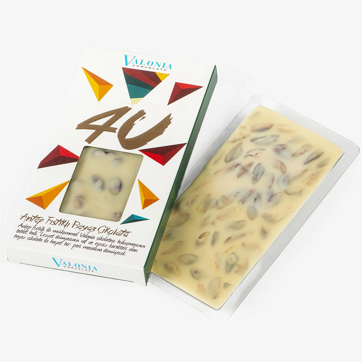 4U Beyaz Antep Fıstıklı Çikolata   100Gr