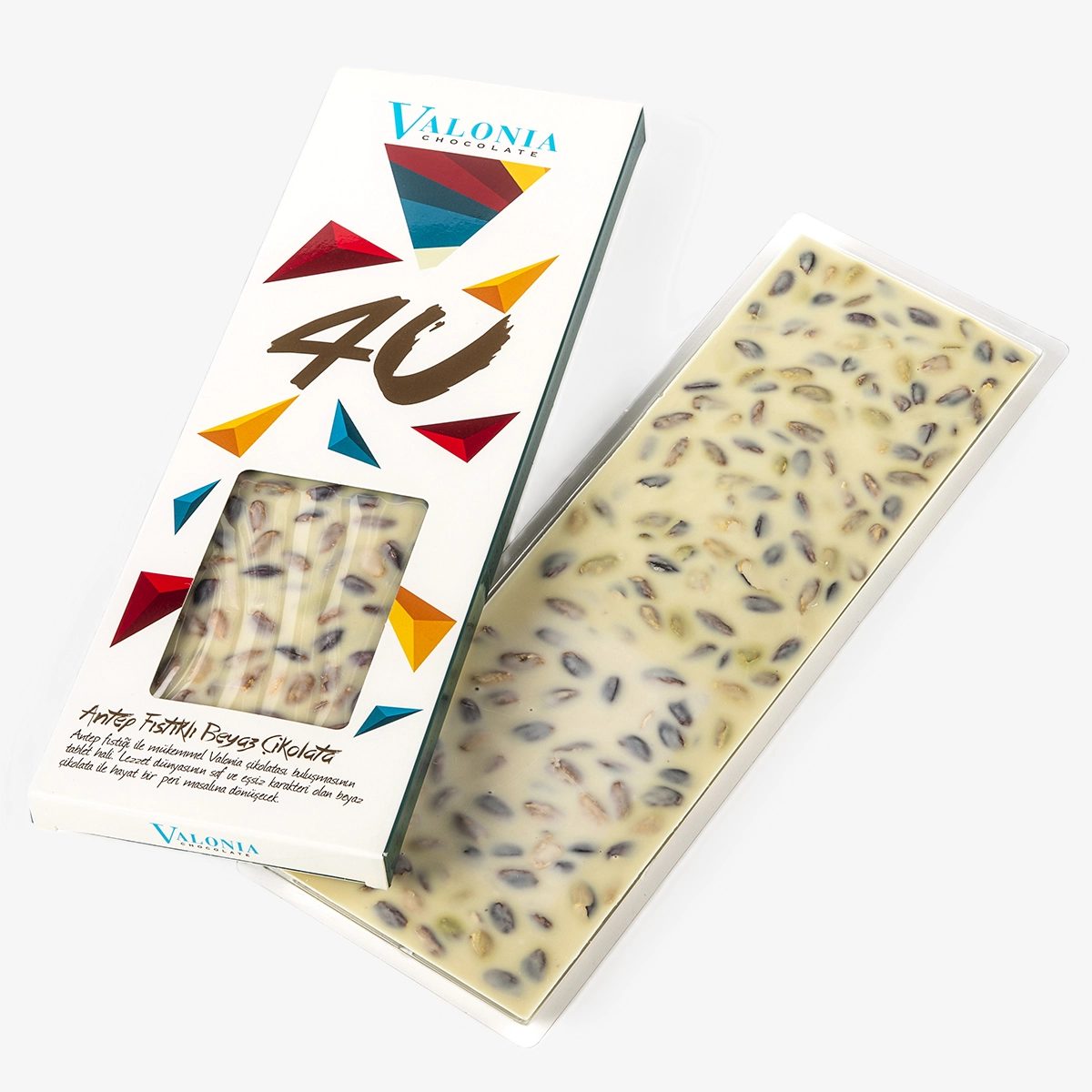4U Beyaz Antep Fıstıklı Çikolata  300Gr.